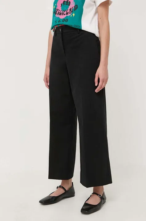 Kalhoty Weekend Max Mara dámské, černá barva, široké, high waist