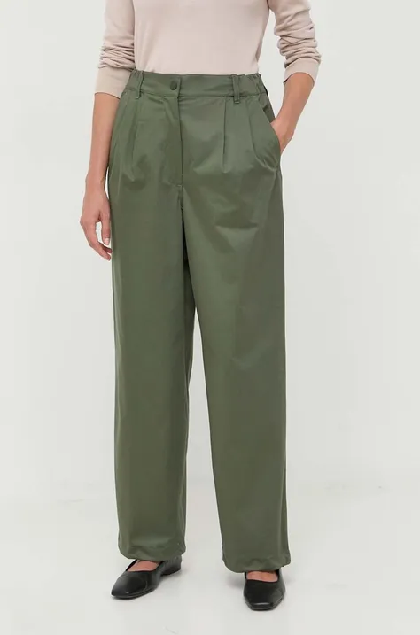 Weekend Max Mara spodnie damskie kolor zielony szerokie high waist