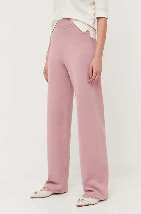 Max Mara Leisure spodnie damskie kolor różowy proste high waist