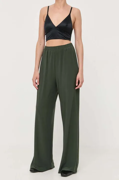Max Mara Leisure spodnie damskie kolor zielony szerokie high waist