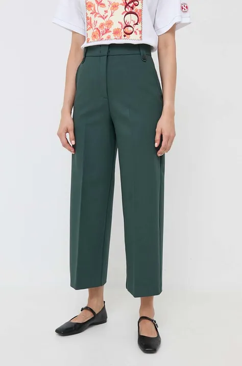 MAX&Co. spodnie damskie kolor zielony szerokie high waist