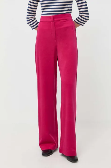 Hlače MAX&Co. za žene, boja: ružičasta, ravni kroj, visoki struk