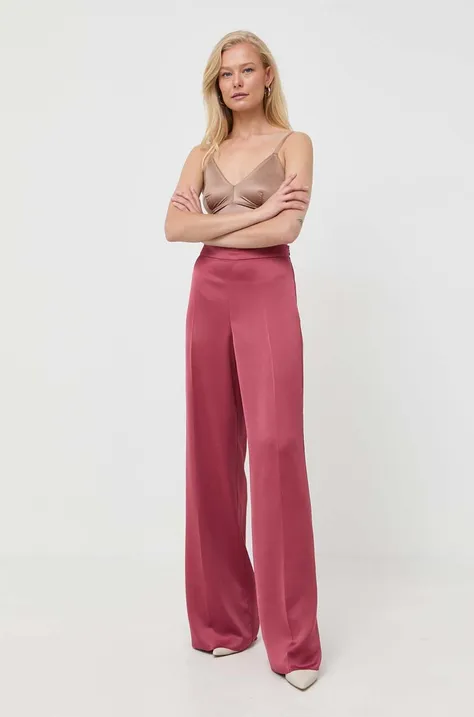MAX&Co. pantaloni femei, culoarea roz, drept, high waist