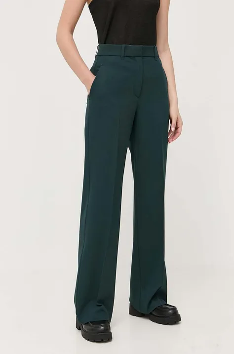 Ivy Oak spodnie Penina damskie kolor zielony proste high waist