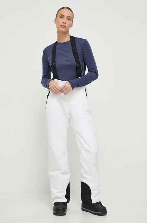 Smučarske hlače EA7 Emporio Armani bela barva