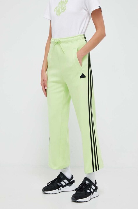 adidas pantaloni de trening culoarea verde, cu imprimeu