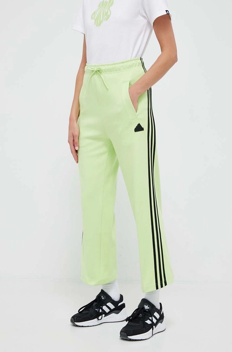 adidas pantaloni de trening culoarea verde, cu imprimeu