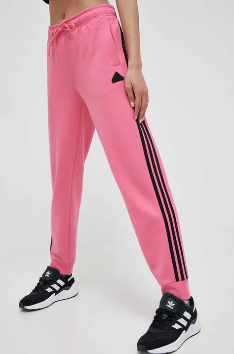 Спортивні штани adidas колір рожевий з аплікацією