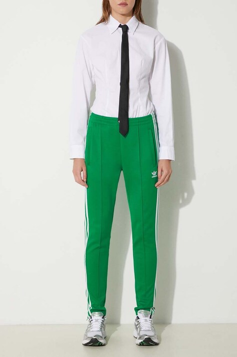 adidas Originals pantaloni de trening culoarea verde, cu imprimeu