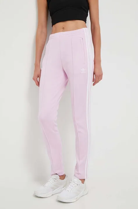 Спортивные штаны adidas Originals цвет розовый с аппликацией