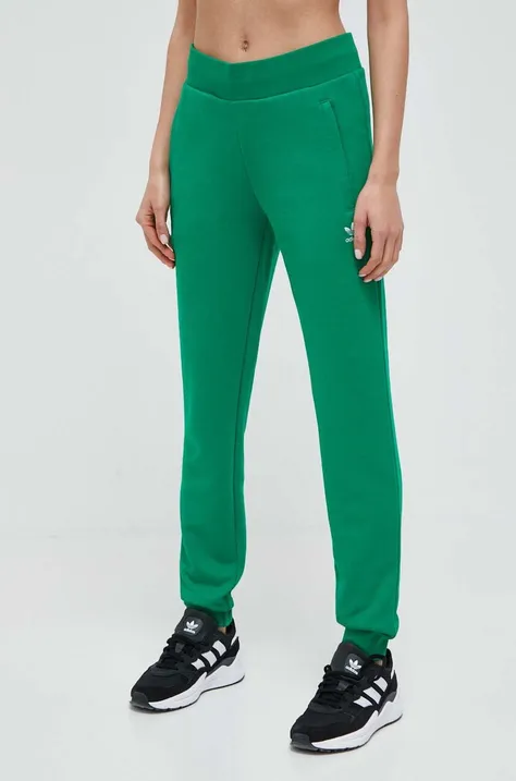 Бавовняні спортивні штани adidas Originals колір зелений однотонні
