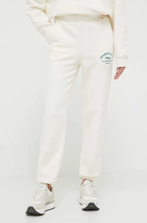 Fila spodnie dresowe kolor beżowy z aplikacją