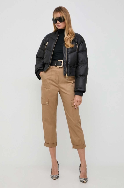 MICHAEL Michael Kors pantaloni femei, culoarea bej, drept, high waist