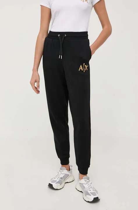 Βαμβακερό παντελόνι Armani Exchange χρώμα: μαύρο