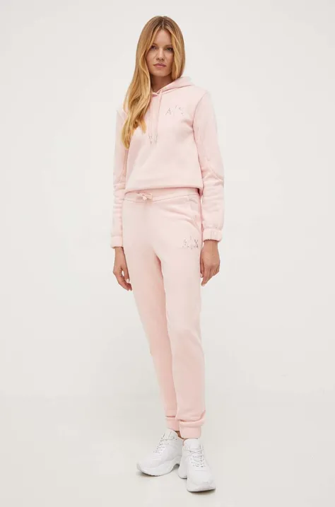 Спортивні штани Armani Exchange колір рожевий з аплікацією