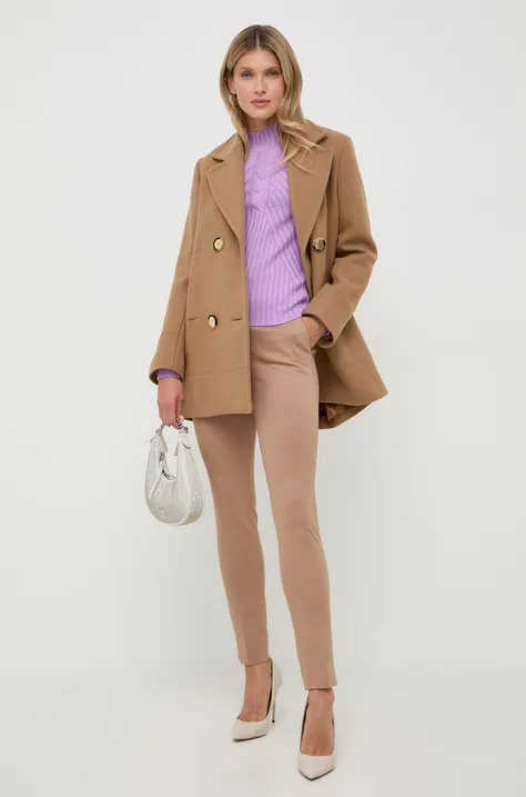 Liu Jo spodnie damskie kolor brązowy dopasowane high waist