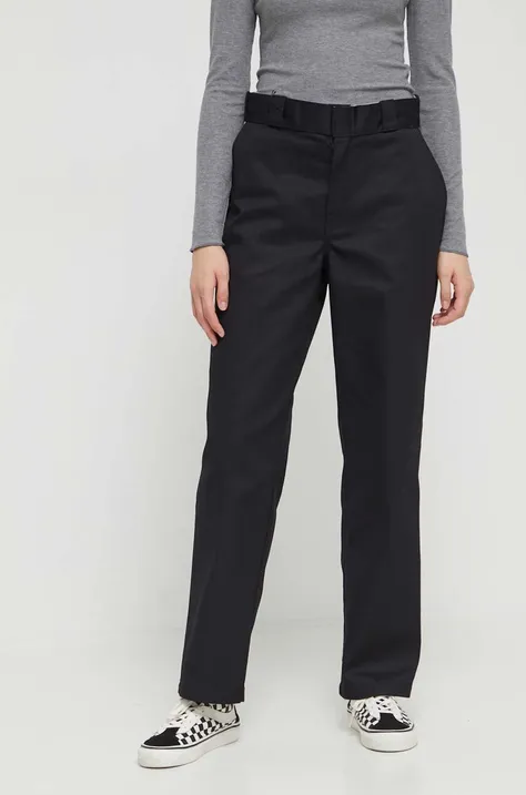 Kalhoty Dickies 874 dámské, černá barva, jednoduché, high waist