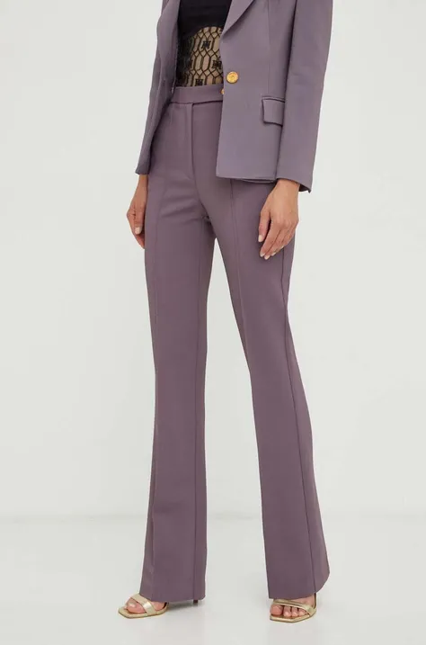 Штани Elisabetta Franchi жіночі колір фіолетовий кльош висока посадка