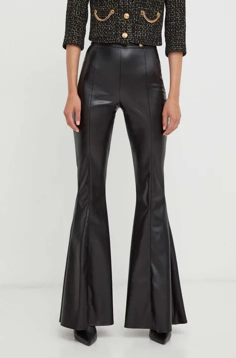 Elisabetta Franchi pantaloni femei, culoarea negru, evazati, high waist