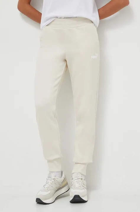 Puma spodnie dresowe kolor biały gładkie
