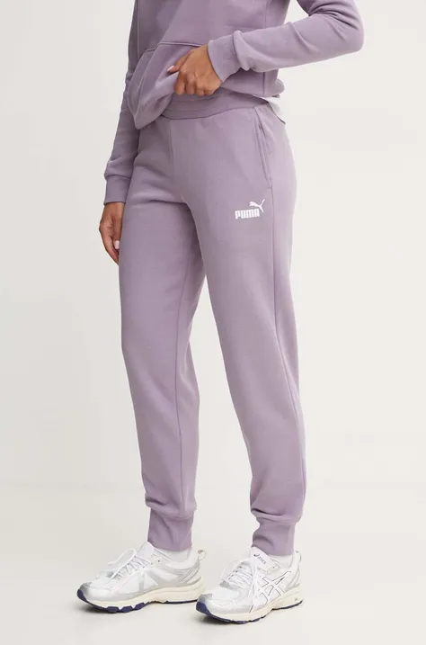 Спортивные штаны Puma цвет фиолетовый однотонные