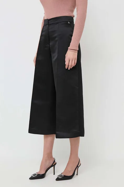 Twinset pantaloni femei, culoarea negru, fason culottes, high waist