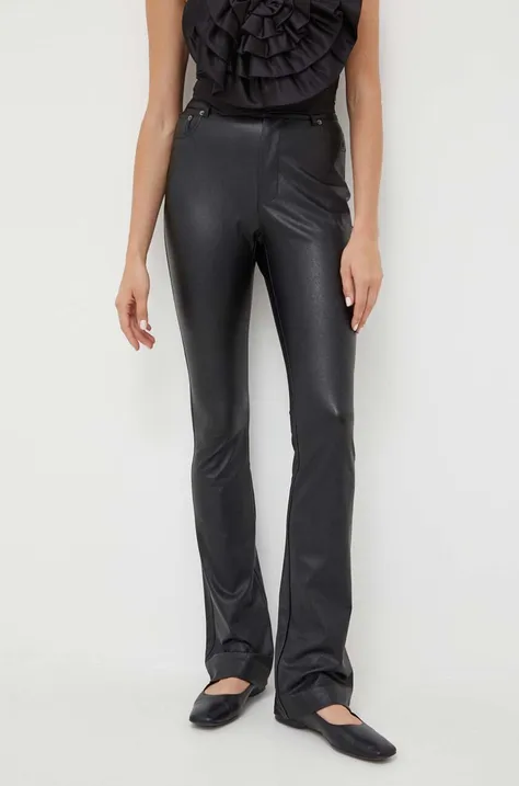 Twinset pantaloni femei, culoarea negru, mulata, high waist