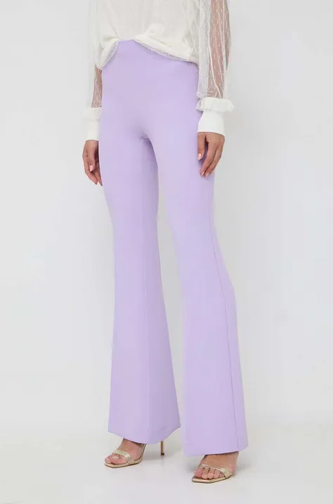 Nohavice Twinset dámske, fialová farba, zvony, vysoký pás