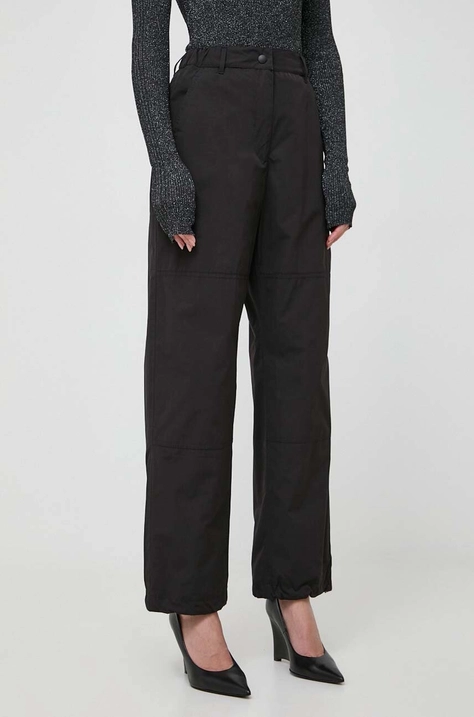 Weekend Max Mara pantaloni femei, culoarea negru, drept, high waist