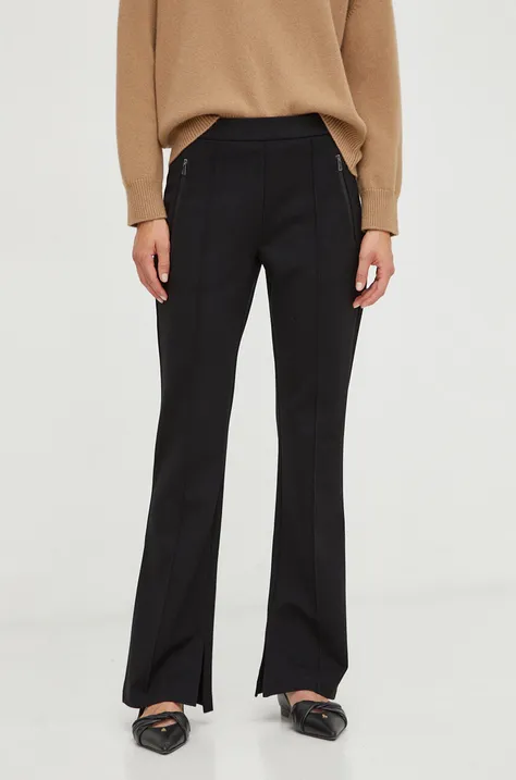 Weekend Max Mara pantaloni femei, culoarea negru, drept, high waist