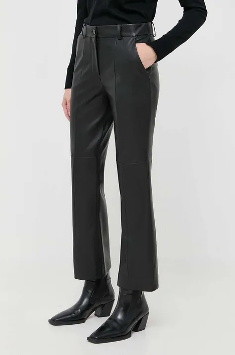 Δερμάτινο παντελόνι Luisa Spagnoli χρώμα: μαύρο