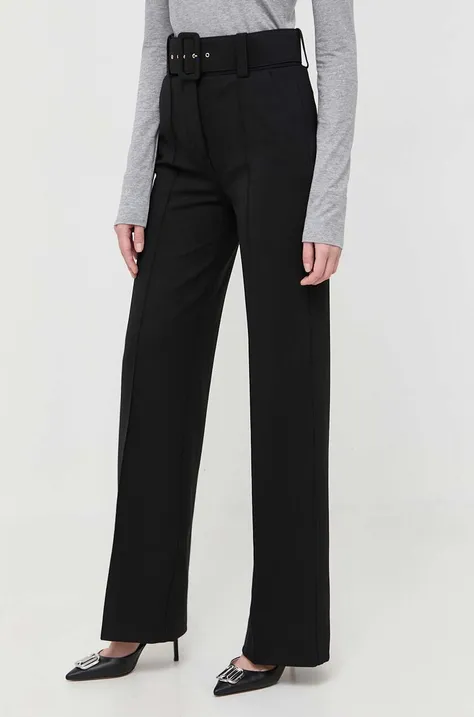 Luisa Spagnoli spodnie damskie kolor czarny szerokie high waist