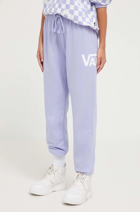 Vans pantaloni de trening culoarea violet, cu imprimeu