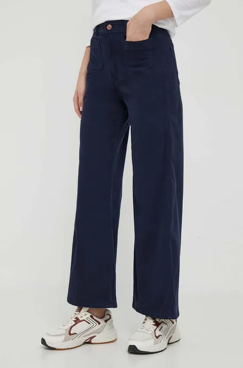 Pepe Jeans spodnie damskie kolor granatowy szerokie high waist
