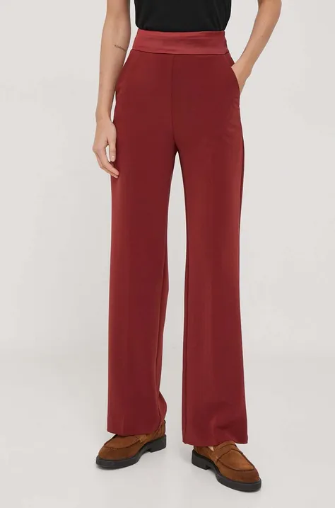 United Colors of Benetton pantaloni femei, culoarea bordo, lat, high waist