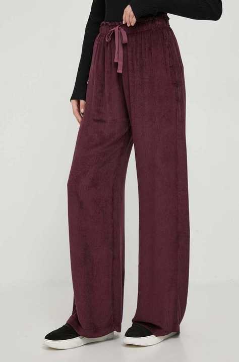 Deha pantaloni femei, culoarea bordo, lat, high waist