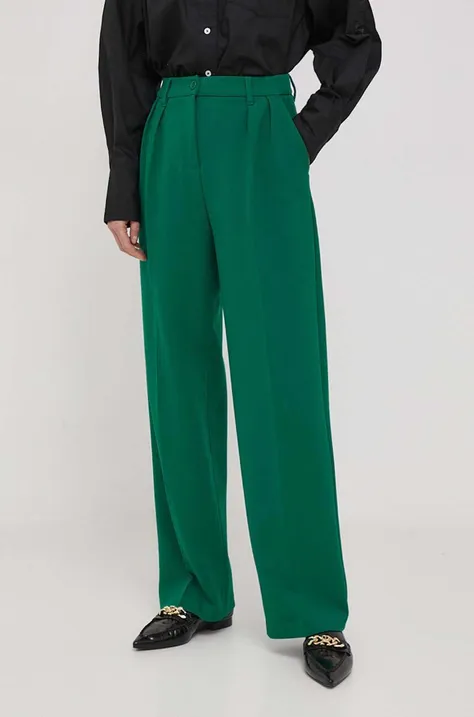 Панталон United Colors of Benetton в зелено със стандартна кройка, с висока талия