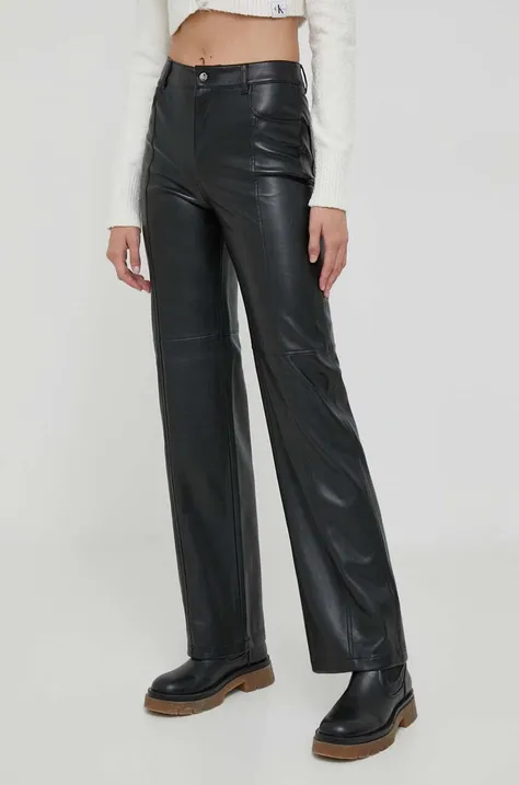 United Colors of Benetton spodnie damskie kolor czarny proste high waist