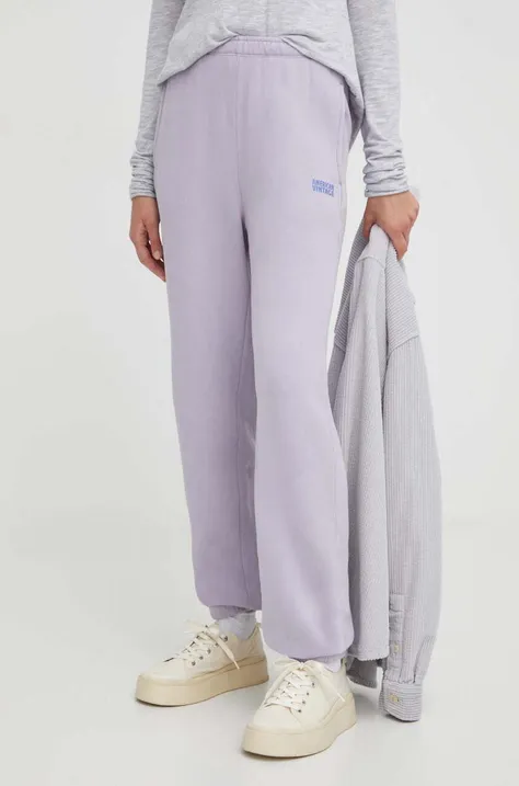 American Vintage spodnie dresowe kolor fioletowy z nadrukiem