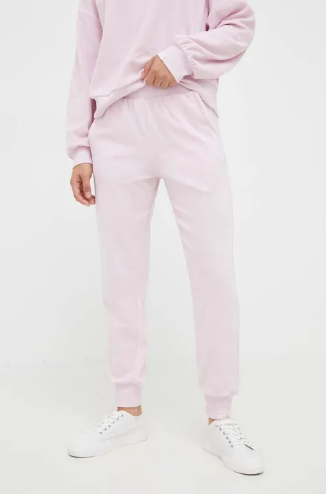 United Colors of Benetton spodnie lounge kolor różowy gładkie