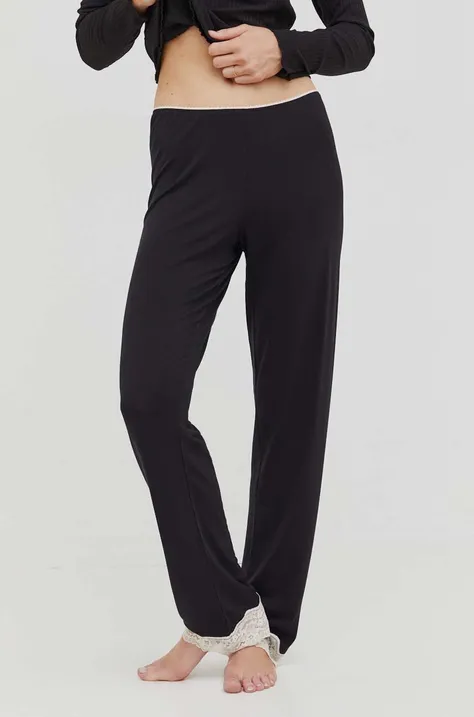 United Colors of Benetton spodnie lounge kolor czarny proste medium waist