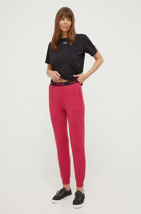 Homewear hlače HUGO boja: ružičasta, bez uzorka