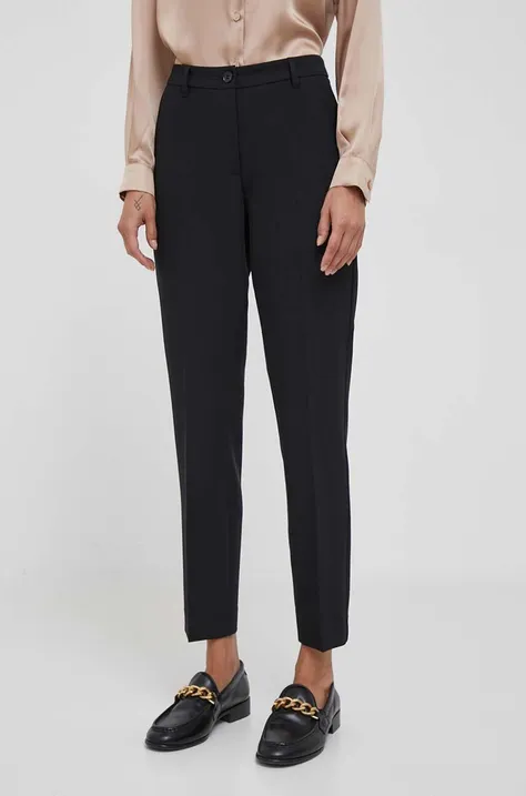 Kalhoty Sisley dámské, černá barva, jednoduché, medium waist