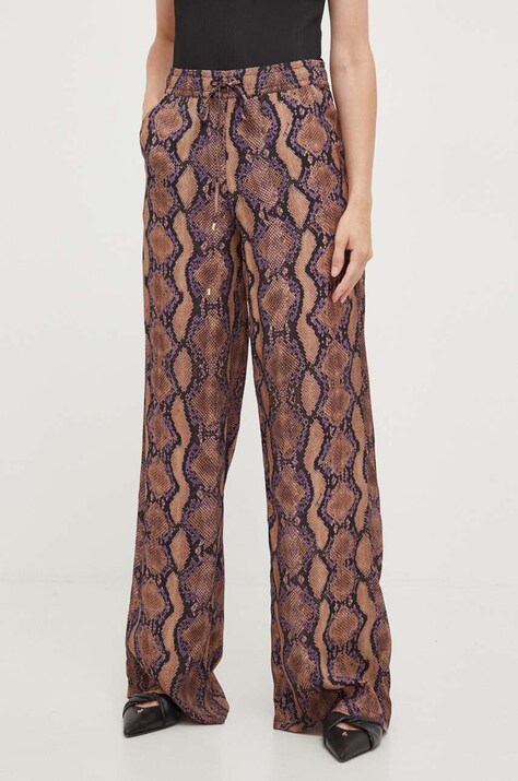 Pinko pantaloni femei, culoarea maro, drept, high waist