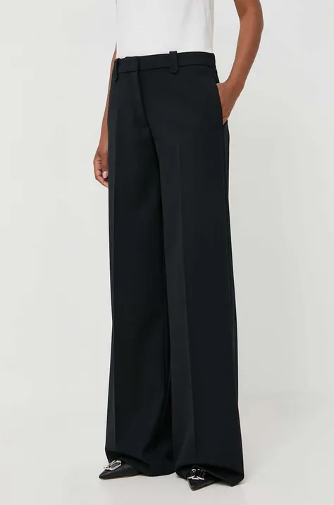 Kalhoty s příměsí vlny Pinko černá barva, jednoduché, high waist, 102107.A18F