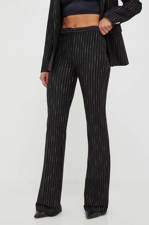 Pinko pantaloni femei, culoarea negru, lat, high waist