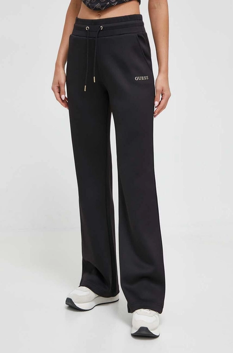 Guess pantaloni de trening culoarea negru, cu imprimeu