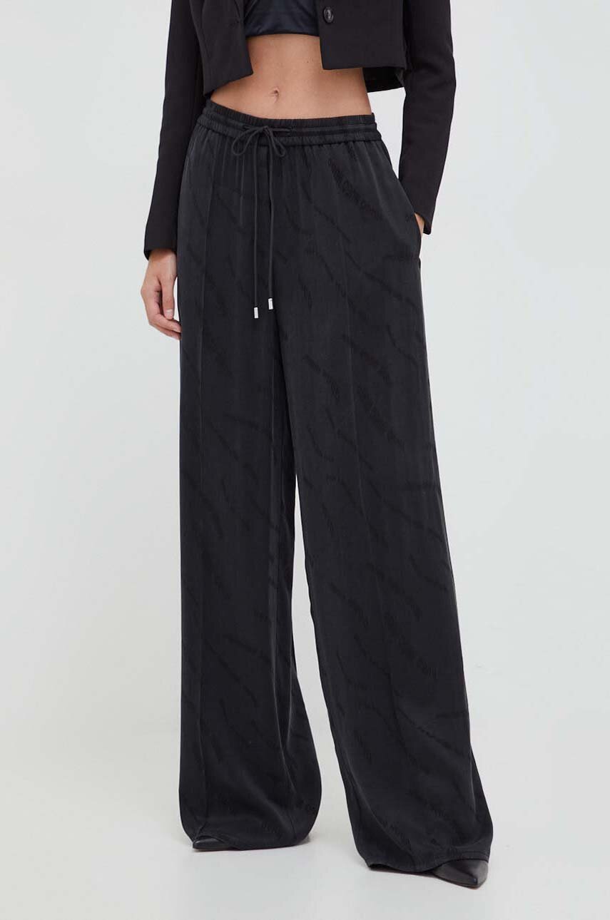 HUGO spodnie damskie kolor czarny proste high waist