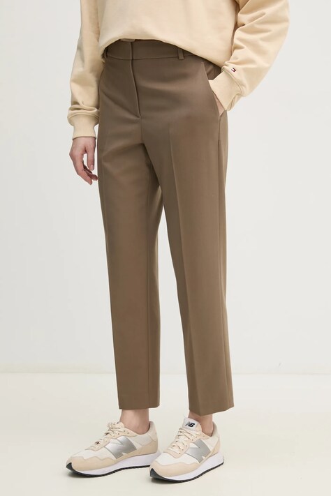 Tommy Hilfiger pantaloni femei, culoarea roșu, drept, high waist, WW0WW39723