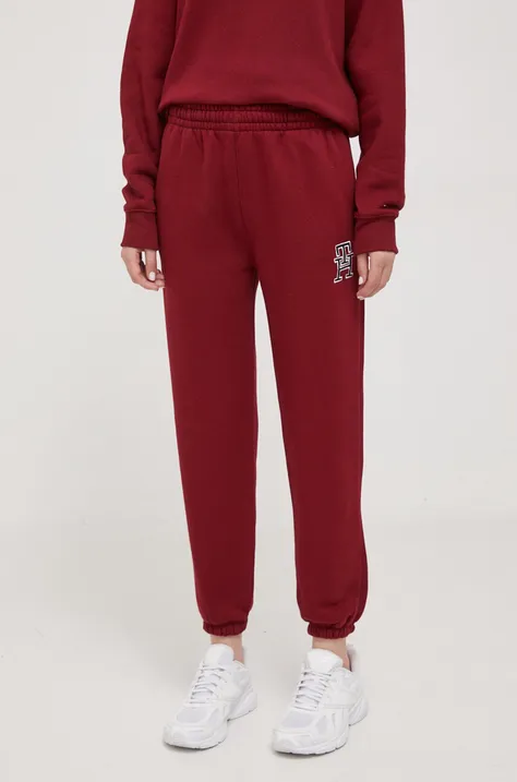 Спортивные штаны Tommy Hilfiger цвет бордовый с аппликацией